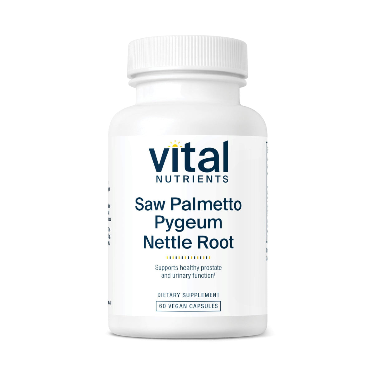 Vital Nutrients Saw Palmetto, bouteille de gélules, soutien possible de la fonction prostatique masculine.