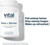 Vital Nutrients Sleep + Recover – ingrédients clés comme mélatonine et L-théanine, favorisant l'endormissement.