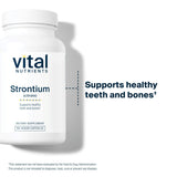 Guide d’utilisation Vital Nutrients Strontium Citrate, utile pour planifier l’apport journalier.