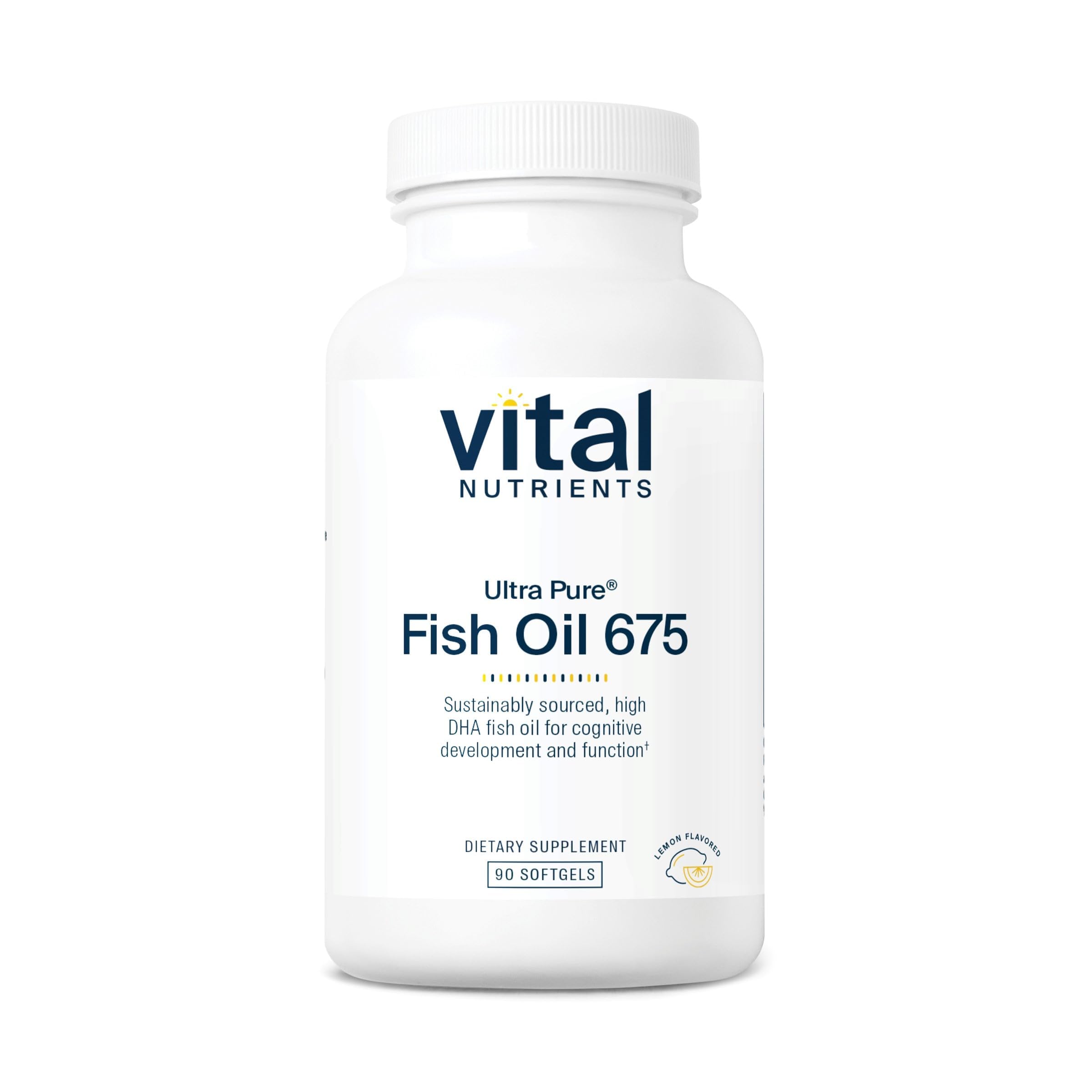 Vital Nutrients Ultra Pure Huile Poisson 675 – Bouteille prête pour une routine nutritionnelle.