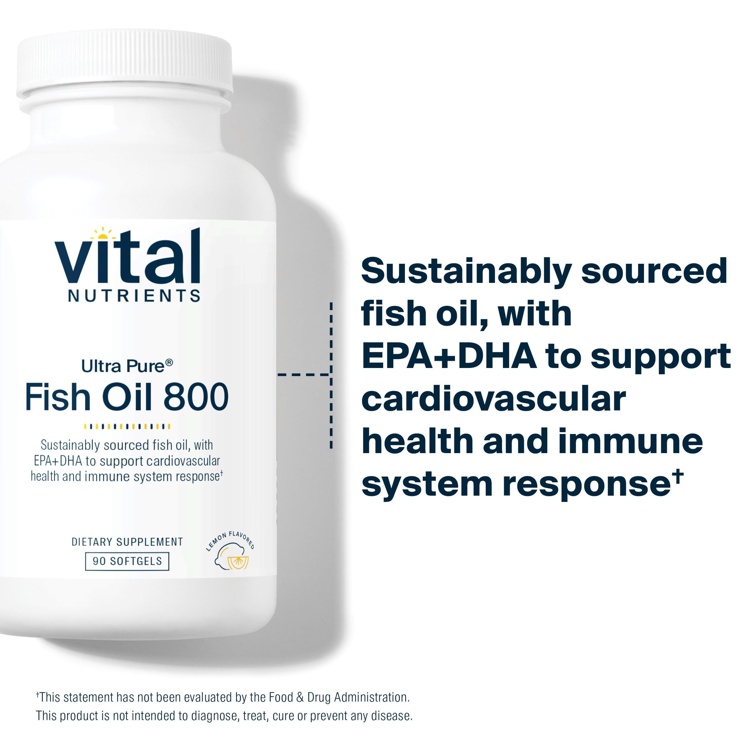 Vital Nutrients Ultra Pure Poisson 800 — arôme citron agréable pour une prise sans arrière-goût.