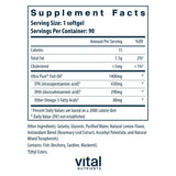 Vital Nutrients Ultra Pure Poisson 800 — étiquette EPA et DHA élevés pour cœur et cerveau.