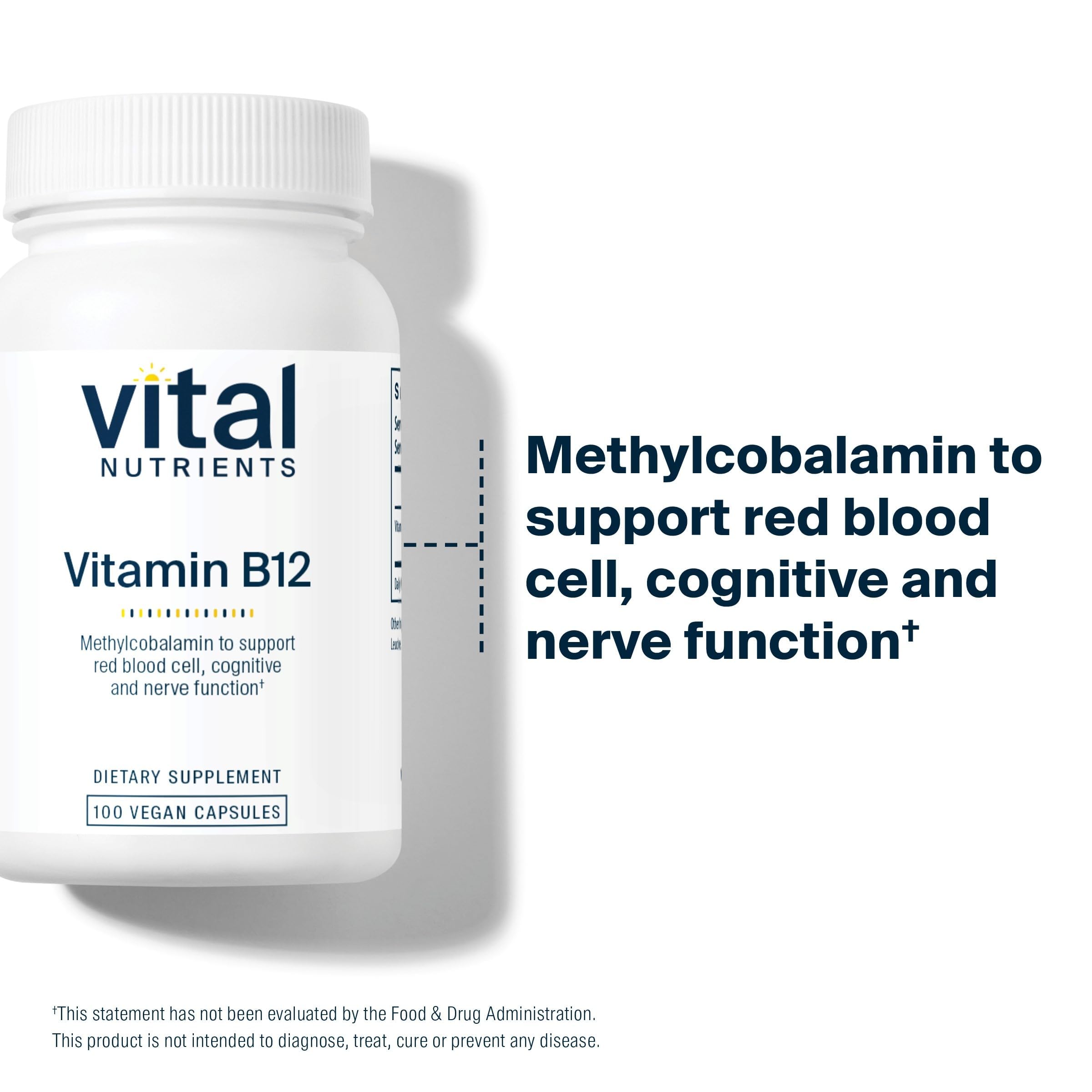Label contrasté Vitamine B12 1000mcg, affichage clair du produit et du dosage