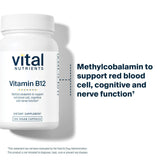 Label contrasté Vitamine B12 1000mcg, affichage clair du produit et du dosage