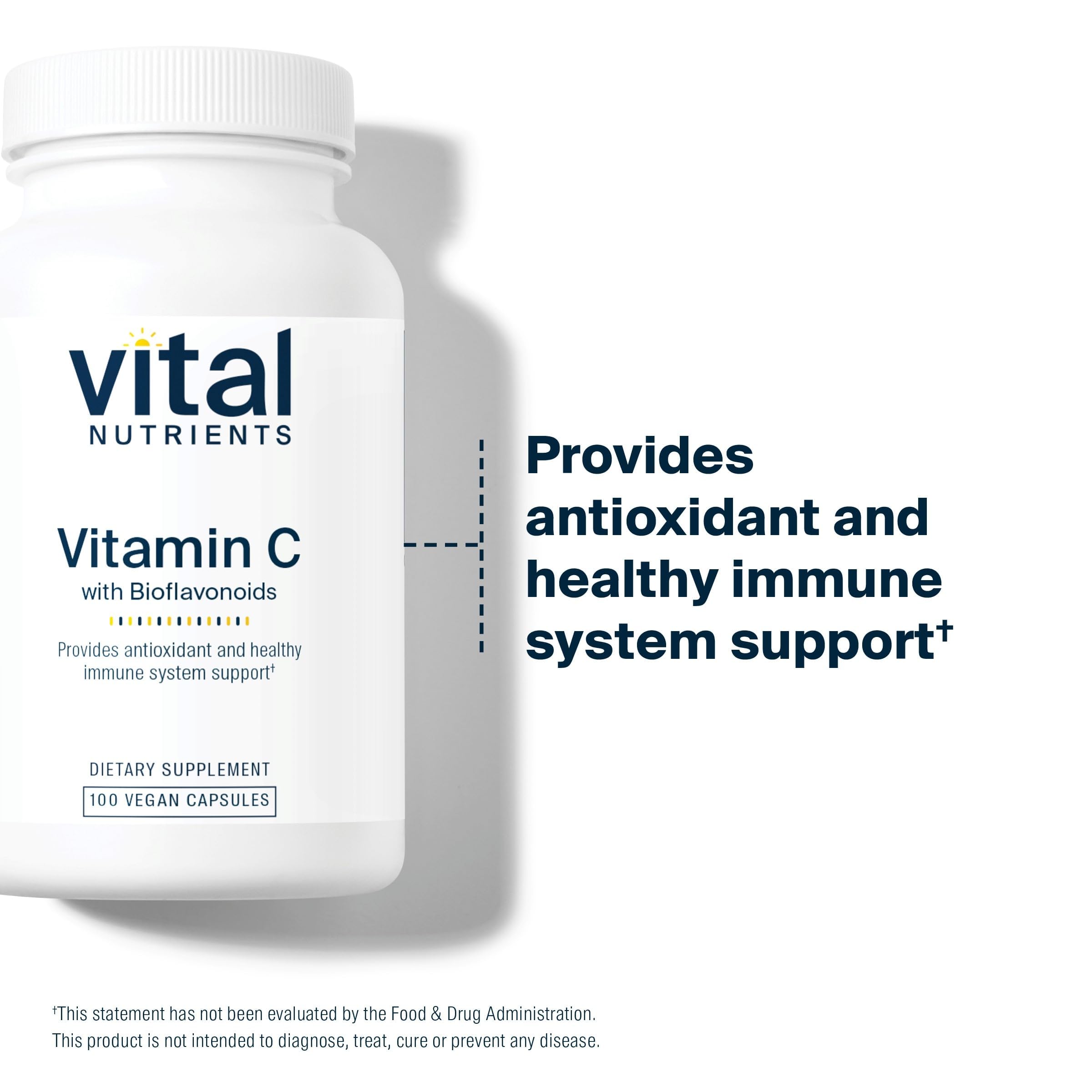 Vital Nutrients vitamine C bioflavonoides – etiquette lisible et transparente