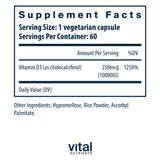 Vital Nutrients vitamine D 10000 IU — capsules faciles à avaler pour l’absorption