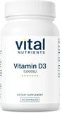 Vital Nutrients vitamine D3 5000UI en bouteille, soutien potentiel des os et du système immunitaire.