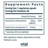 Vital Nutrients Vitamine D3 K2 capsules, faciles à avaler dans la routine.