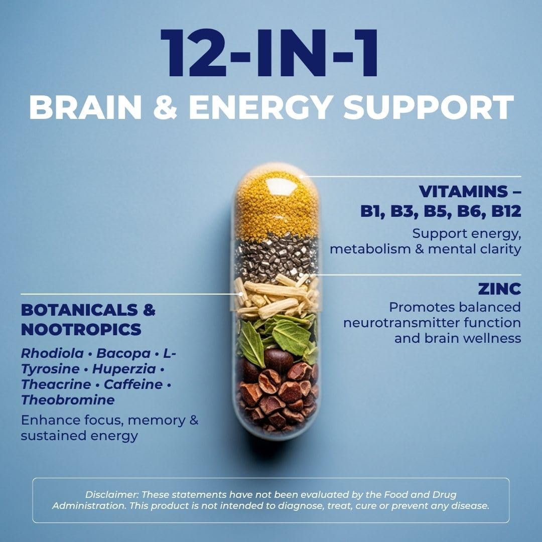 Vital Nutritive étiquette nootropiques met en avant les ingrédients pour le bien-être cognitif.