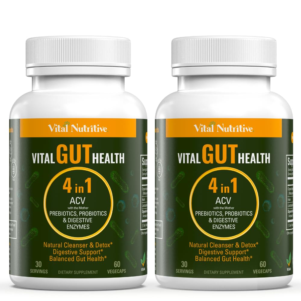 Vital Nutritive Vital Gut Health 4-en-1, emballage pratique pour routine intestinale équilibrée.