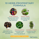 Vital Hair Complex — liste d'ingrédients incluant biotine et vitamines, soutien nutritionnel.