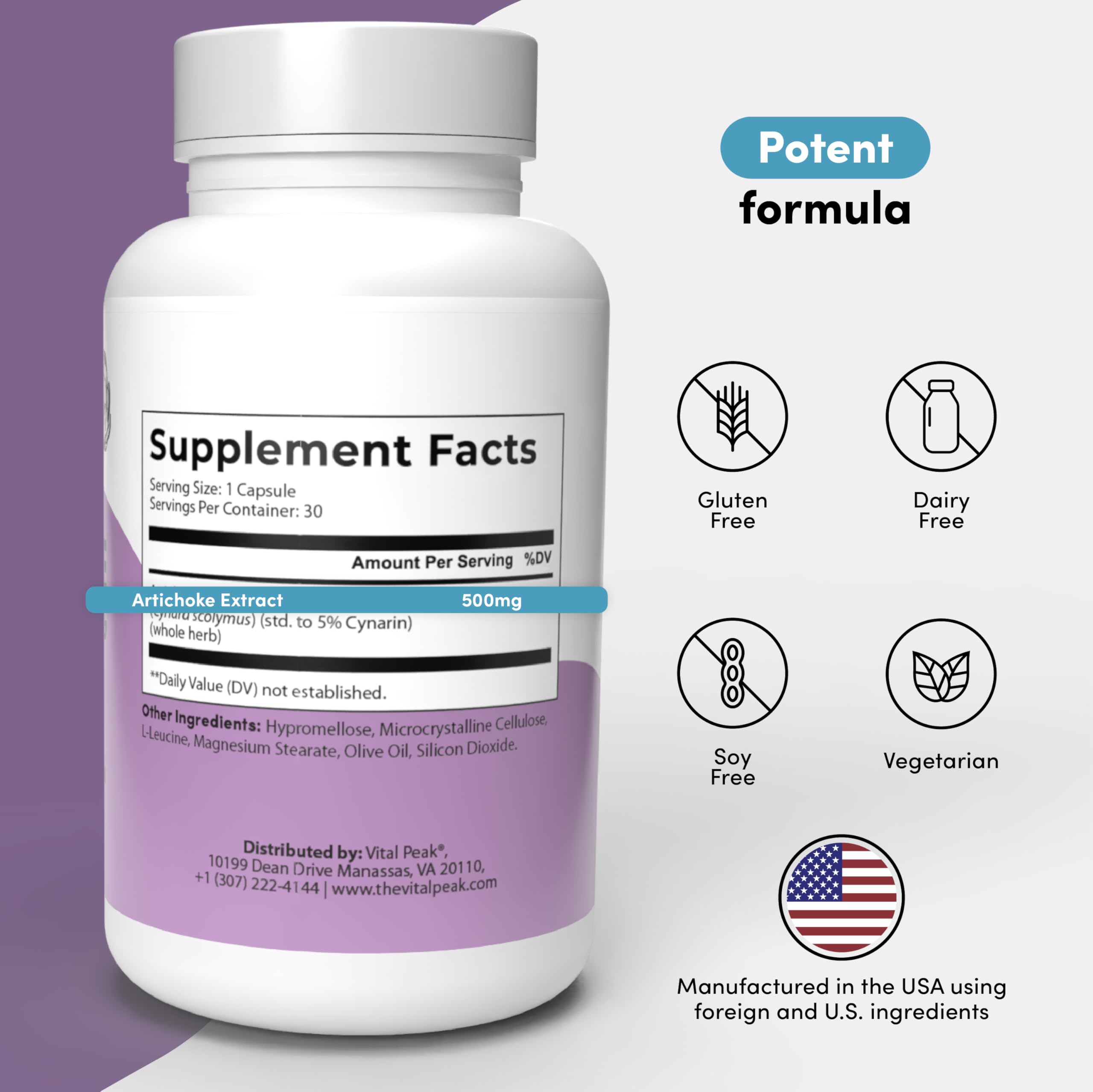 Vital Peak Artichoke – capsules dosées pour soutien digestif quotidien