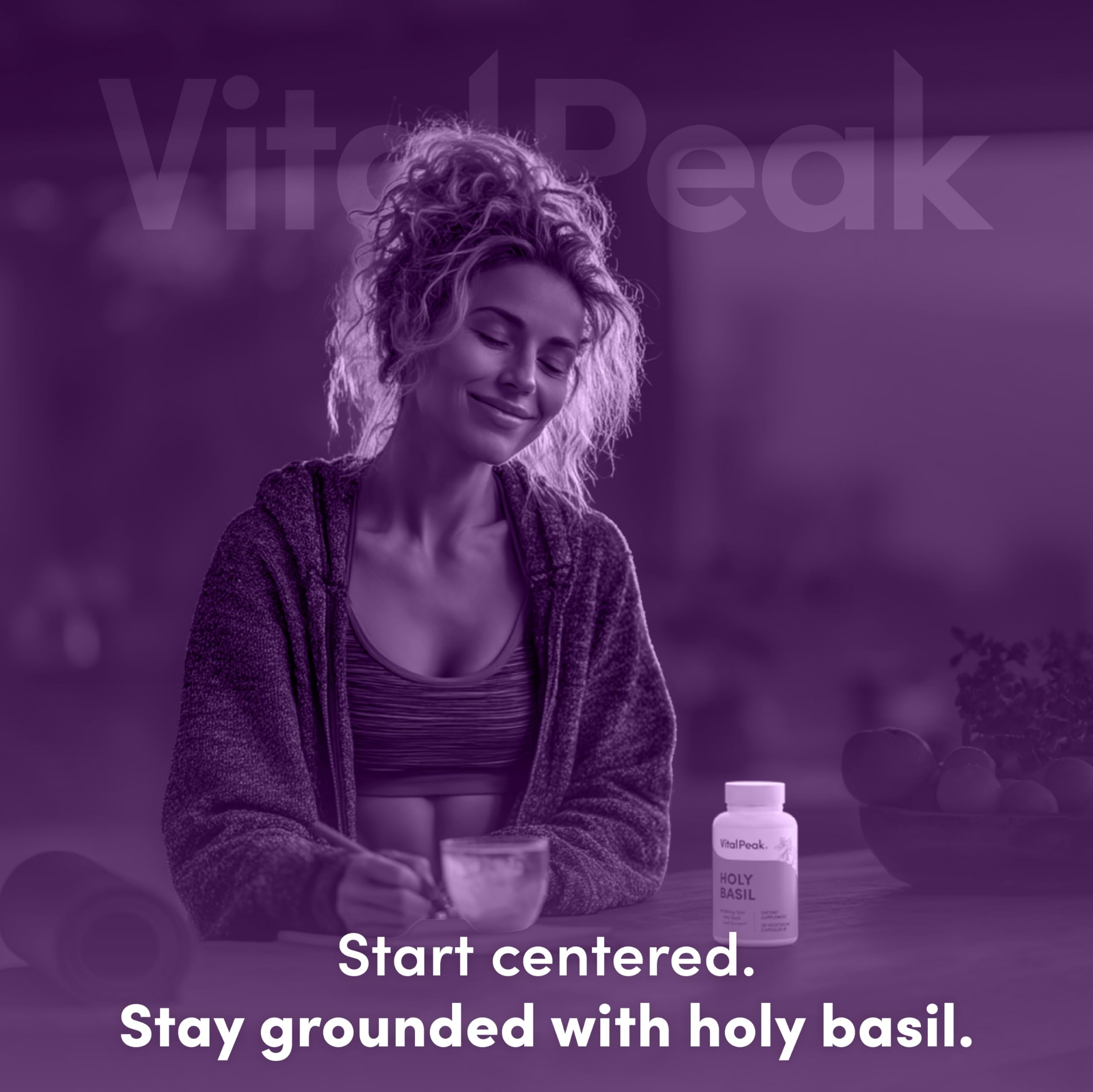 Vital Peak Basilic Sacré - Gélules végétales sans gluten, mode de vie équilibré.