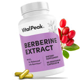 Vital Peak Berberine HCL 1000 mg – bouteille prête à l'emploi pour soutenir l'équilibre métabolique.