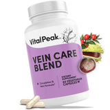 Vital Peak Vein Care Blend: bouteille avec capsules faciles à prendre pour le confort des jambes.