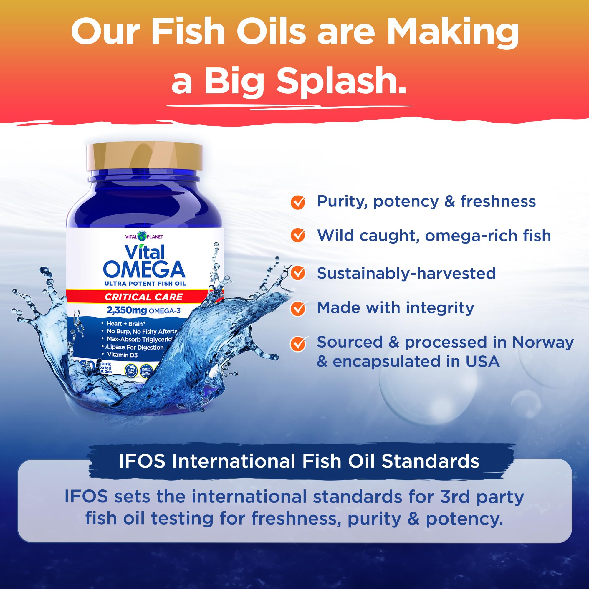 Vital Planet Omega-3: capsules sombres protégeant l'huile des dommages UV.