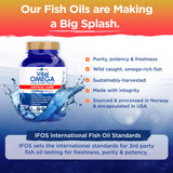 Vital Planet Omega-3: capsules sombres protégeant l'huile des dommages UV.