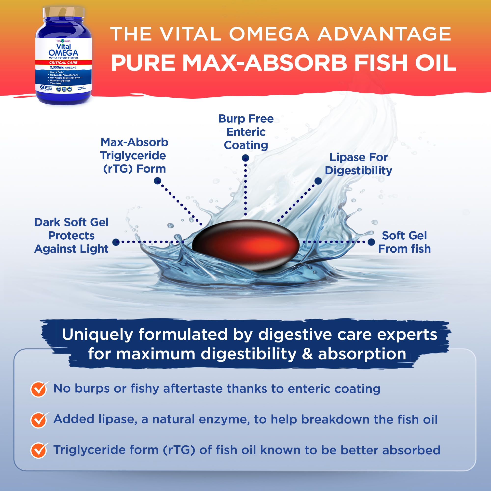 Vital Planet Omega-3: origine norvégienne, huile marine sauvage et pure.