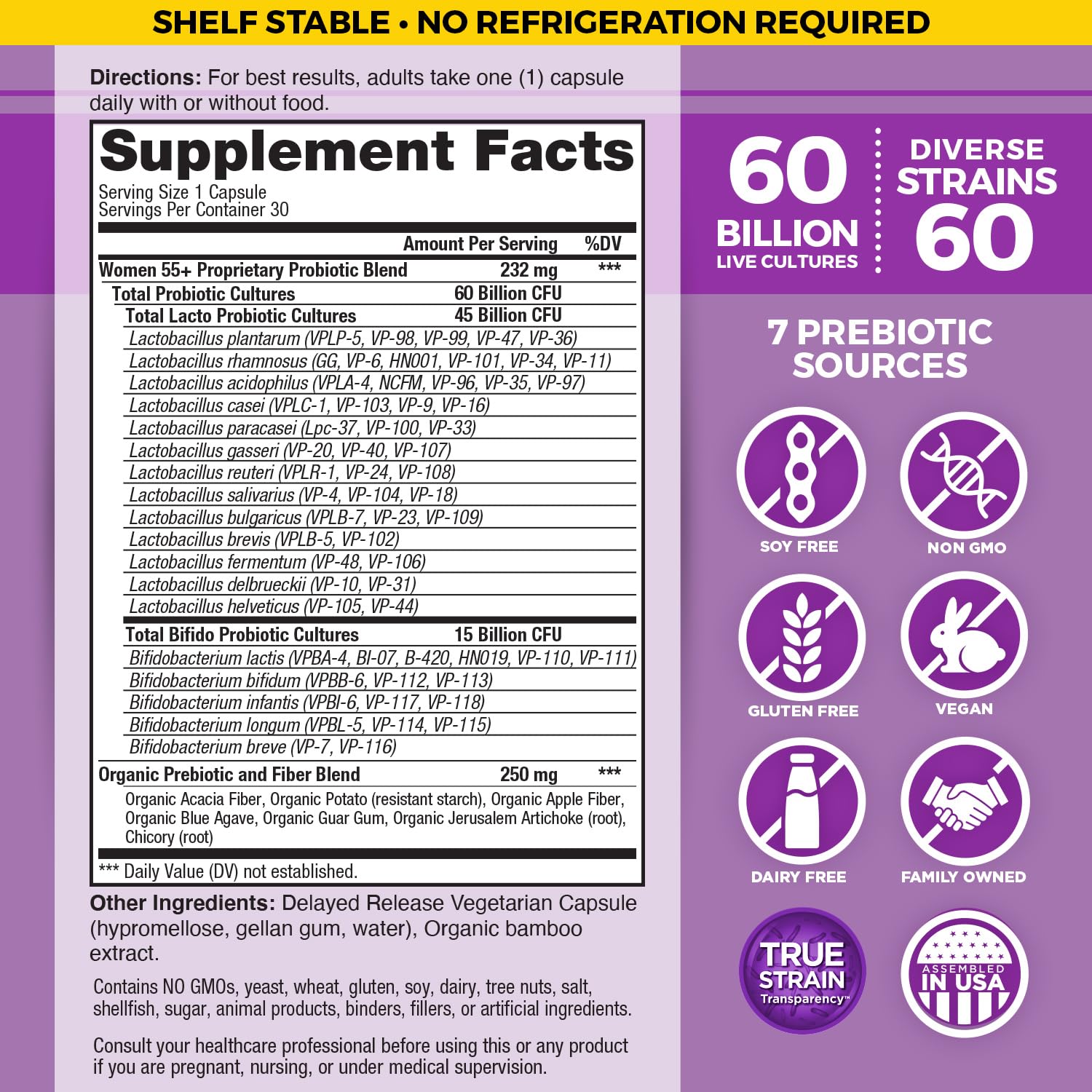 Vital Flora sur l'étiquette, informations claires sur les souches et le dosage.
