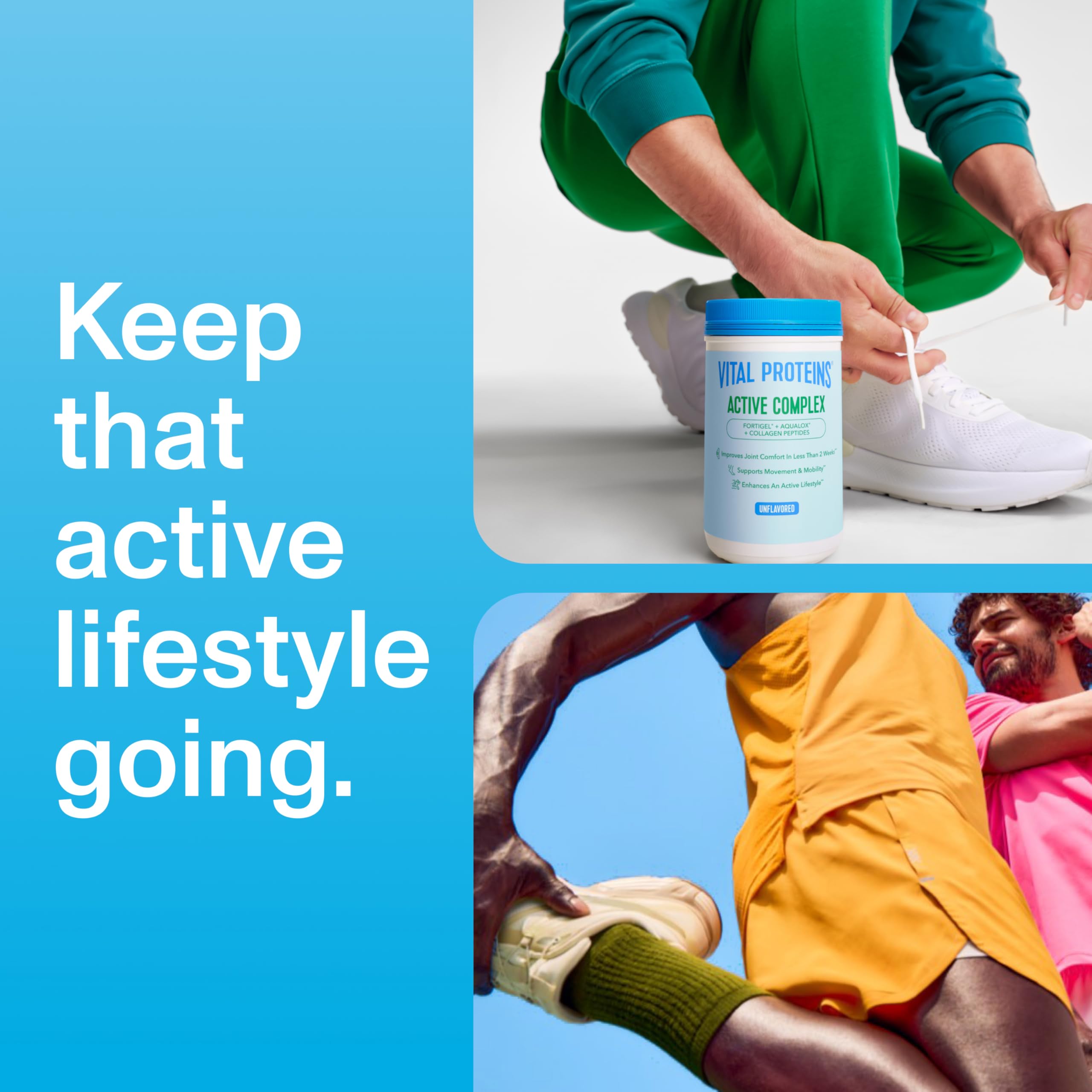 Vital Proteins Active Complex sans gluten pour un mode de vie actif et équilibré.