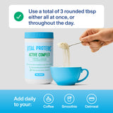 Vital Proteins Active Complex dans un verre d’eau, aspect clair et fluide.