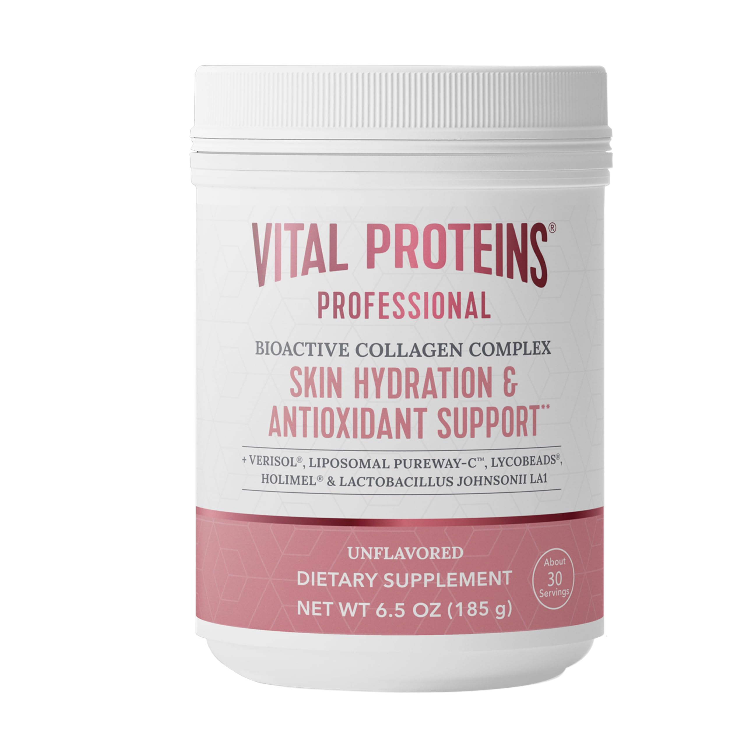 Vital Proteins - bouteille collagène professionnel, présentation claire axée hydratation de la peau.