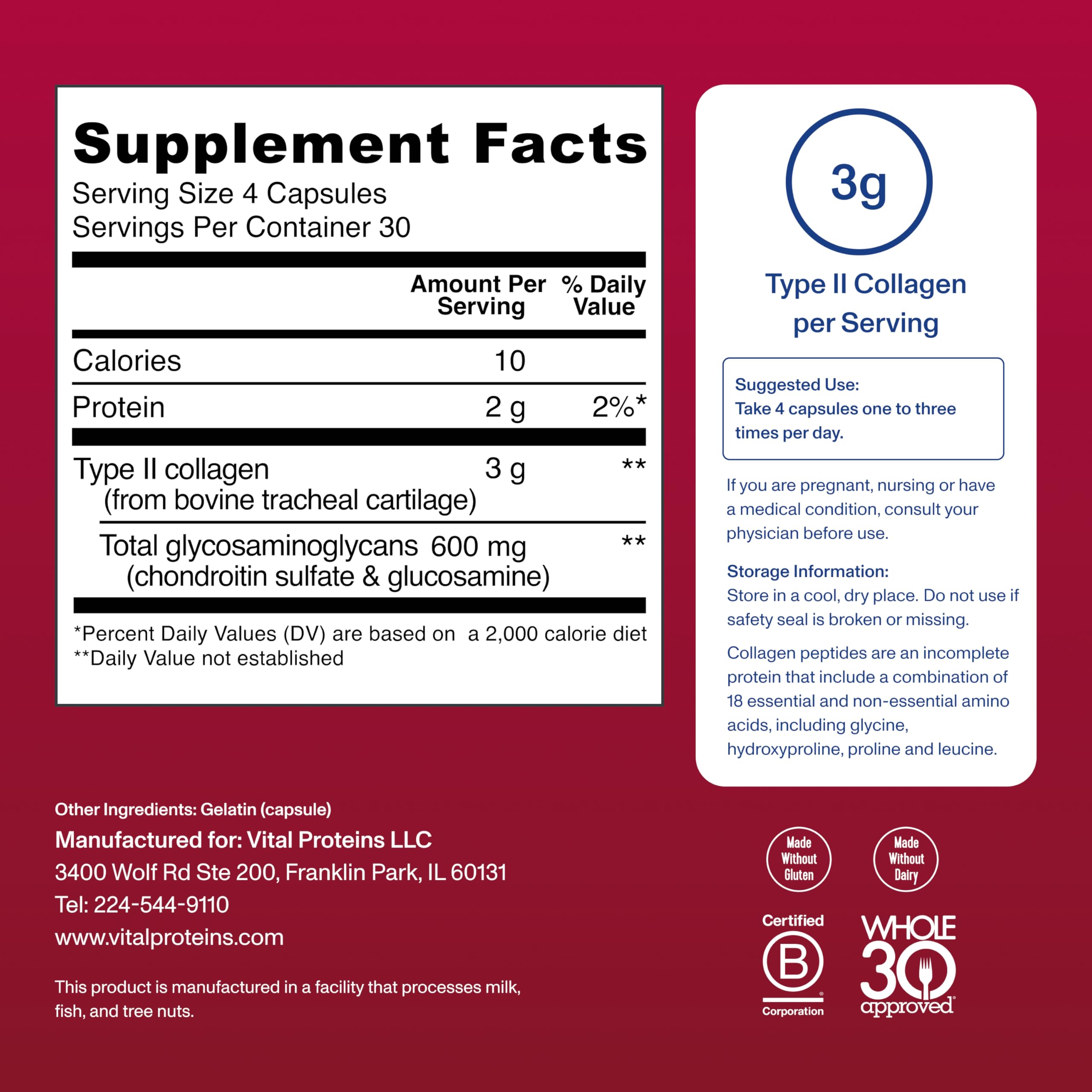 Vital Proteins Cartilage Collagen: soutien potentiel pour articulations et tissus conjonctifs.