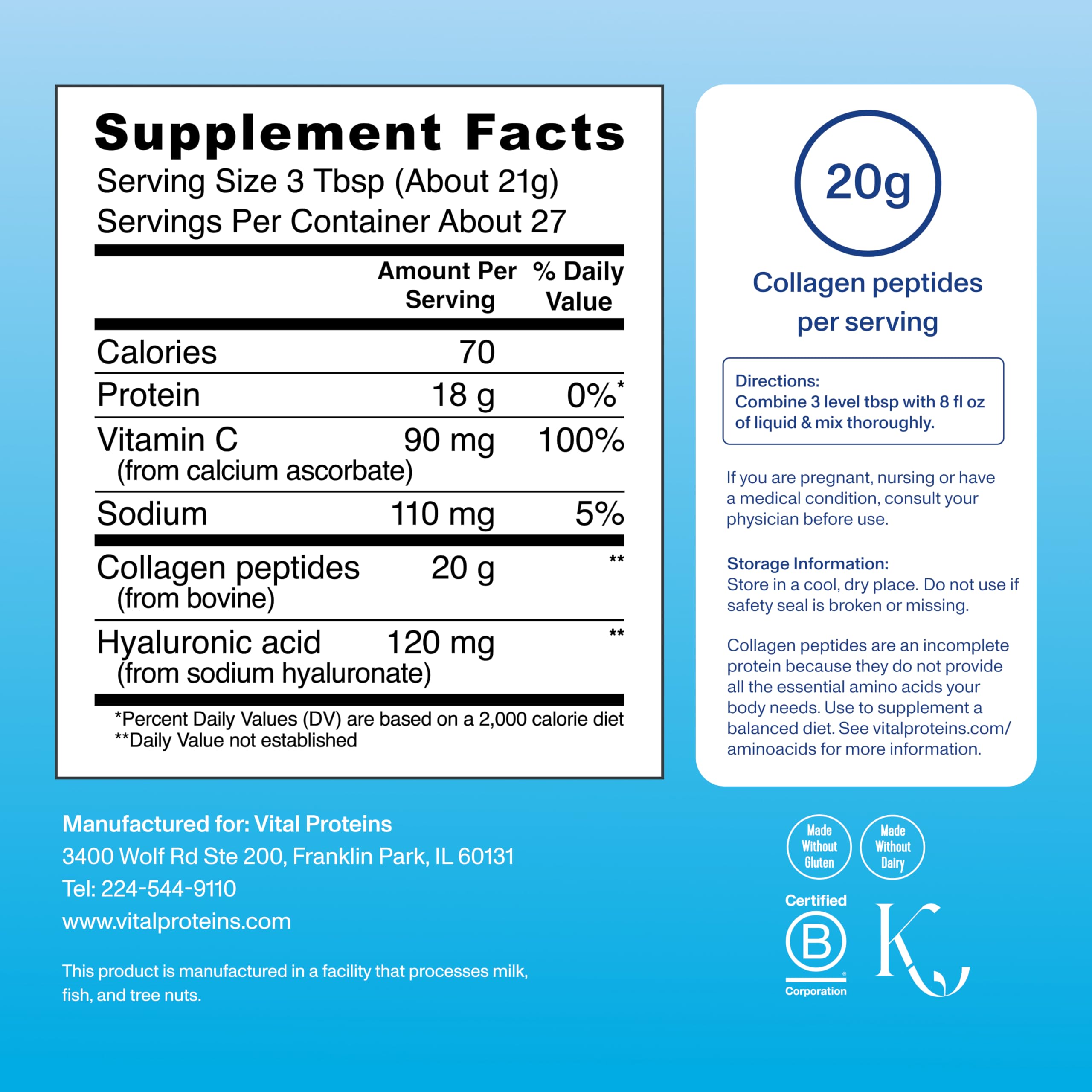 Vital Proteins Collagen Peptides Avancé: dissolution dans boisson chaude.