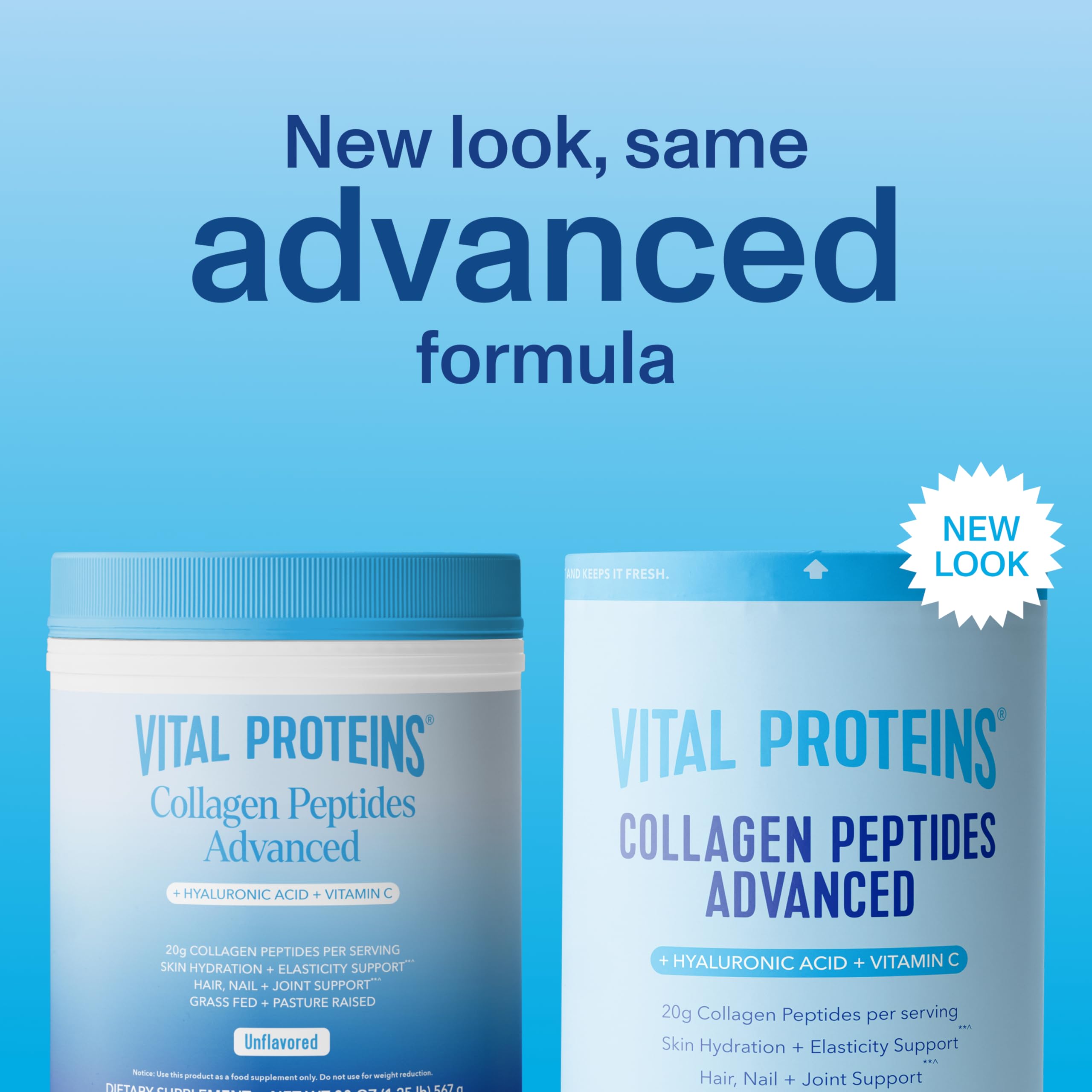 Vital Proteins Collagen Peptides Avancé: doseur inclus pour une utilisation quotidienne.