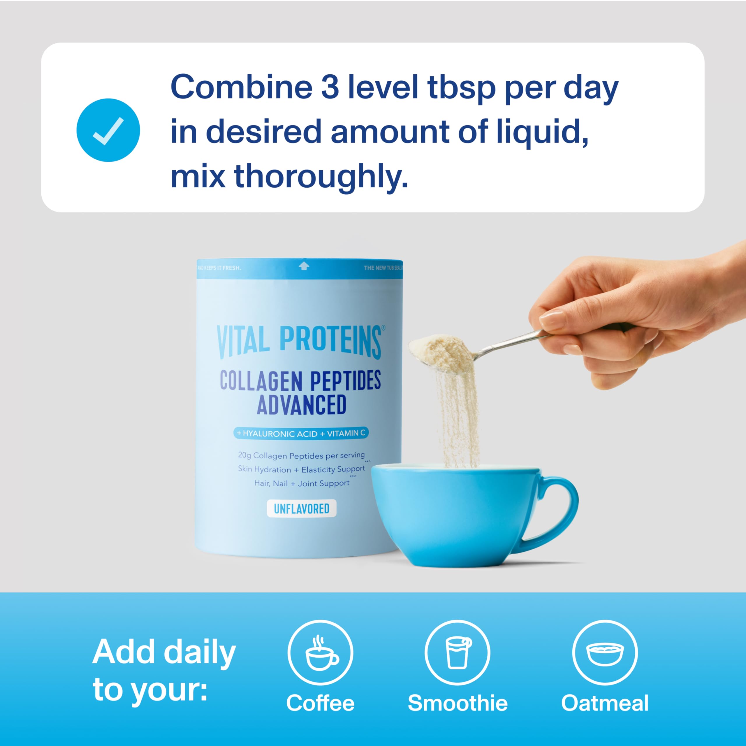 Vital Proteins Collagen Peptides Avancé: sans lactose ni gluten.