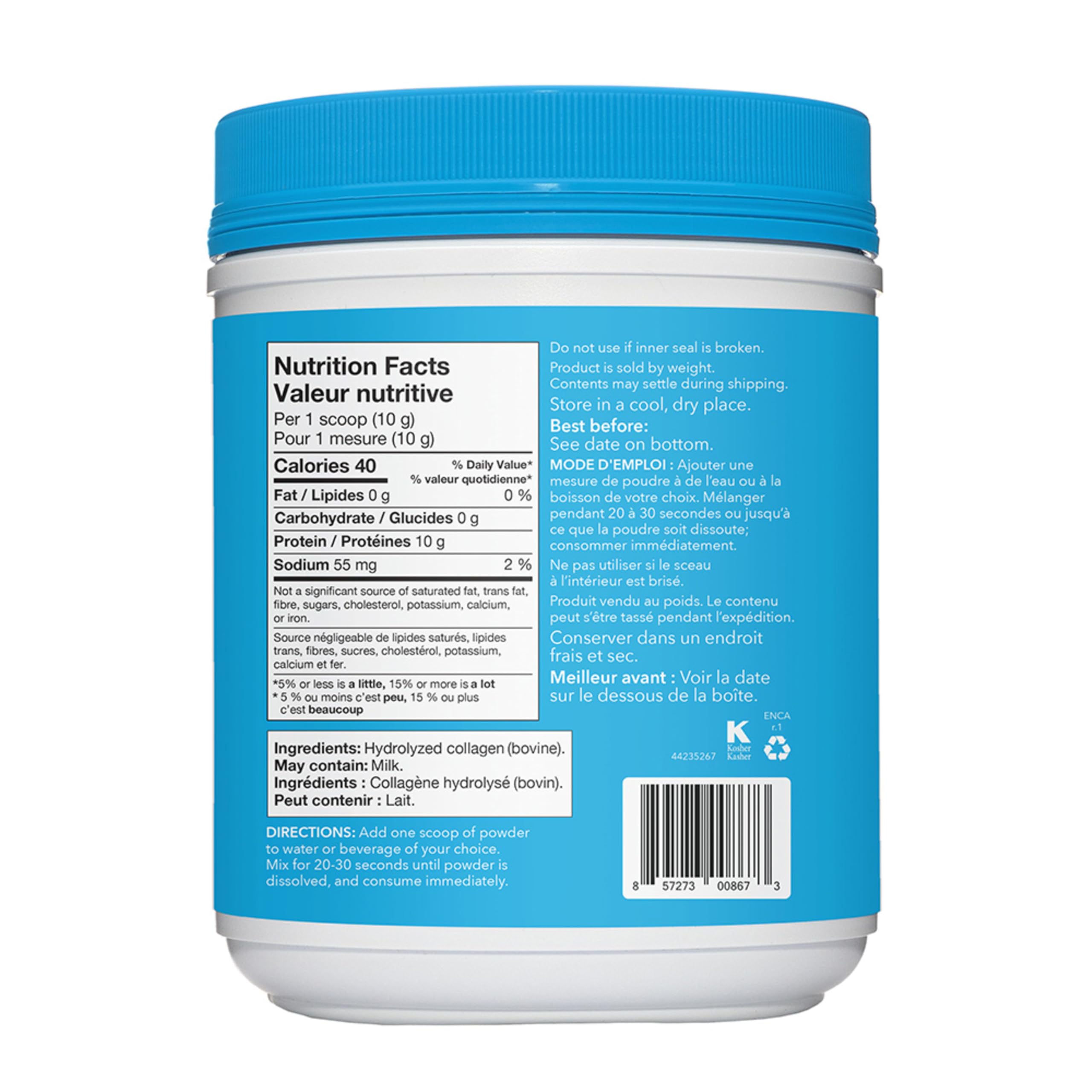 Vital Proteins Collagen Peptides dosage intégré : doseur pour mesurer facilement la portion.