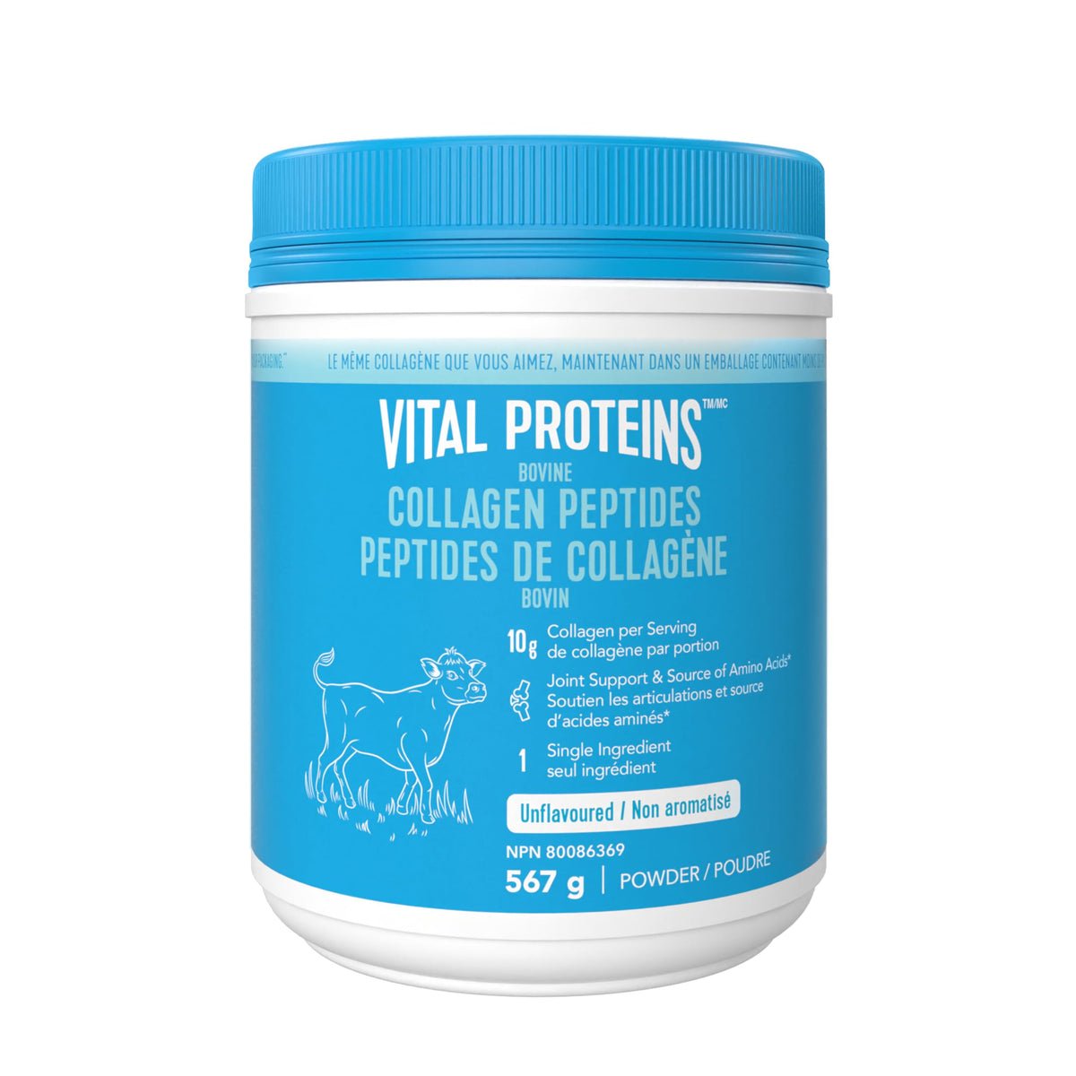 Vital Proteins Collagen Peptides non aromatisés : bouteille pratique pour un apport quotidien.