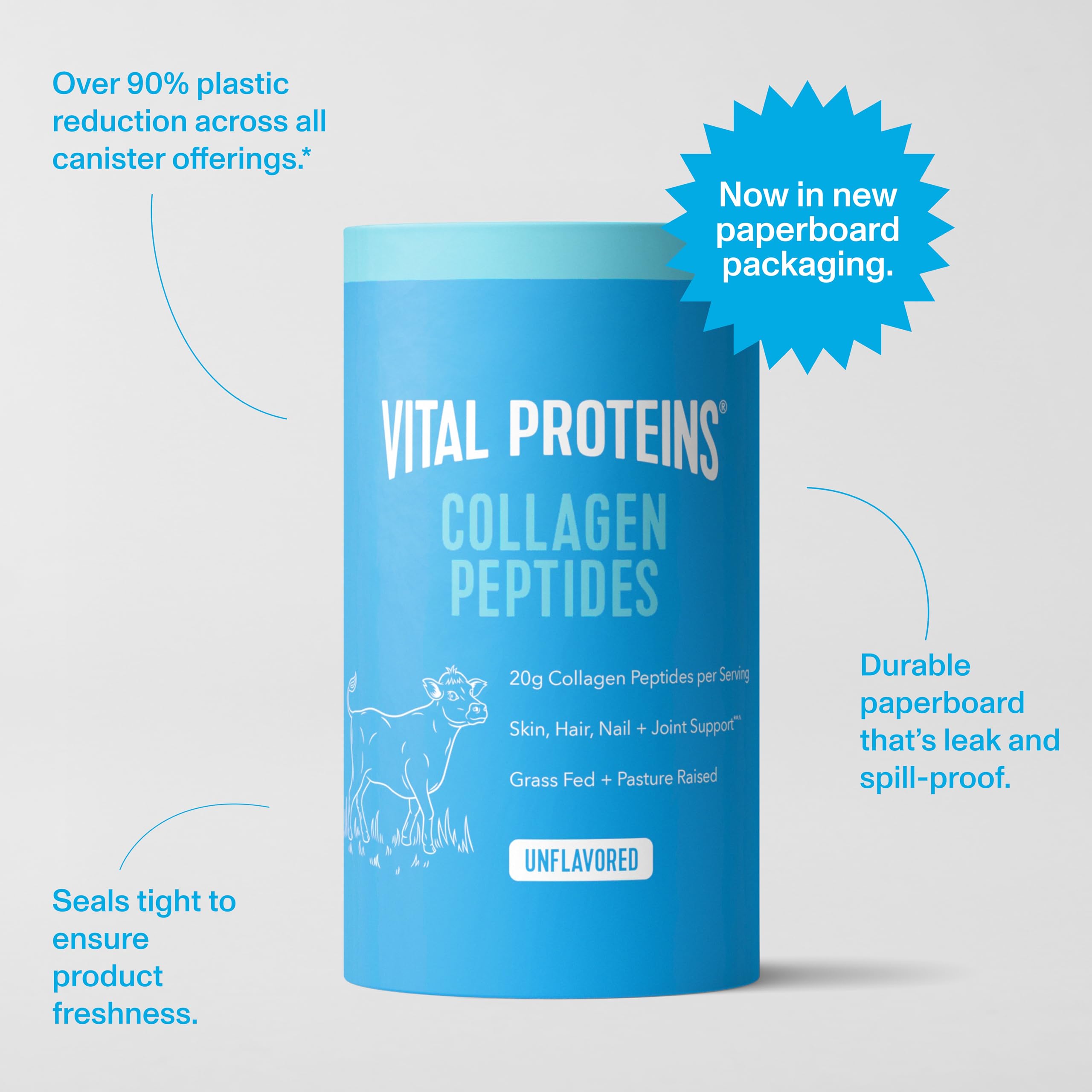 Vital Proteins Collagen Peptides: protéines de collagène de haute qualité, issus d’élevages au pâturage.