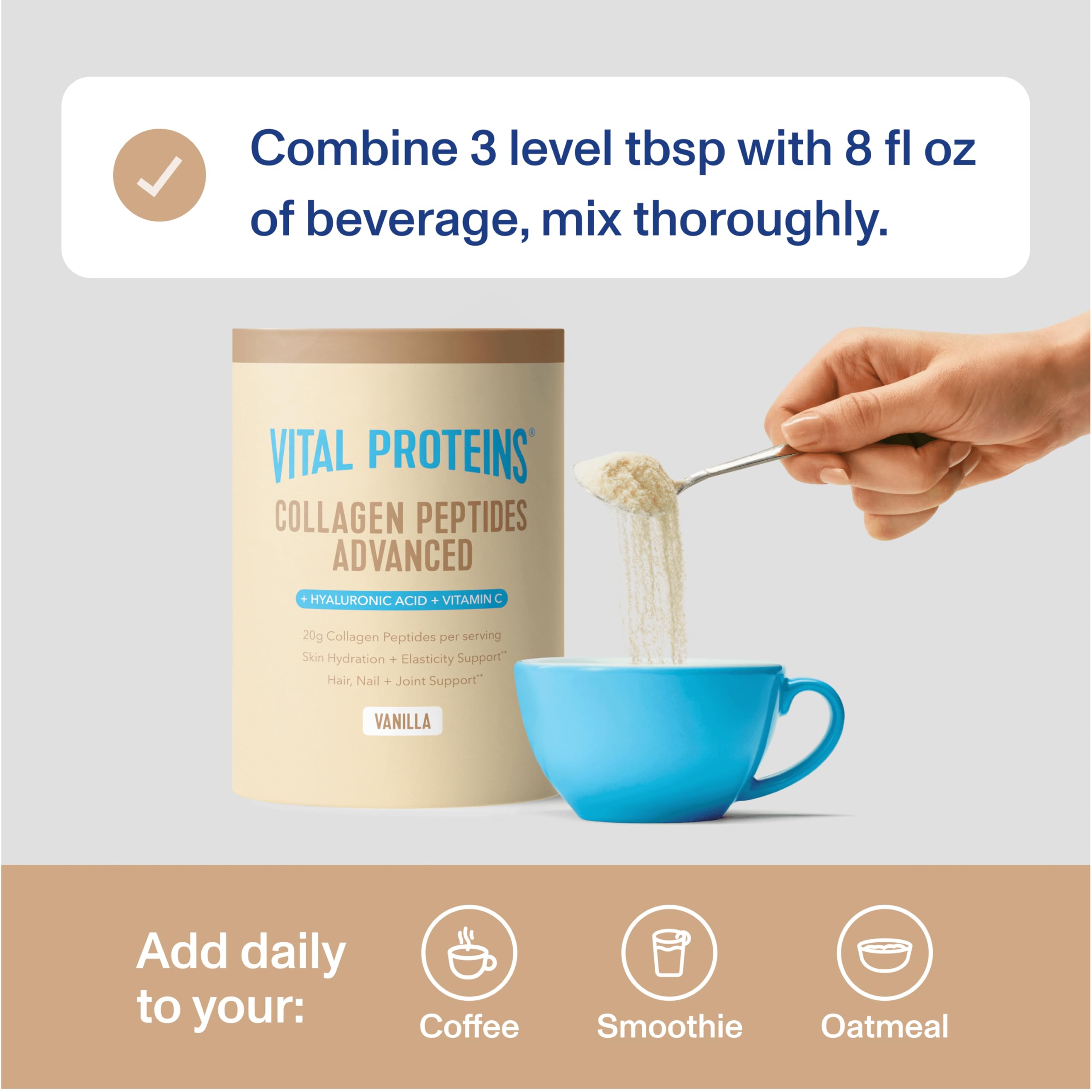 Vital Proteins Collagen Peptides vanille – aperçu des ingrédients clés utilisés.