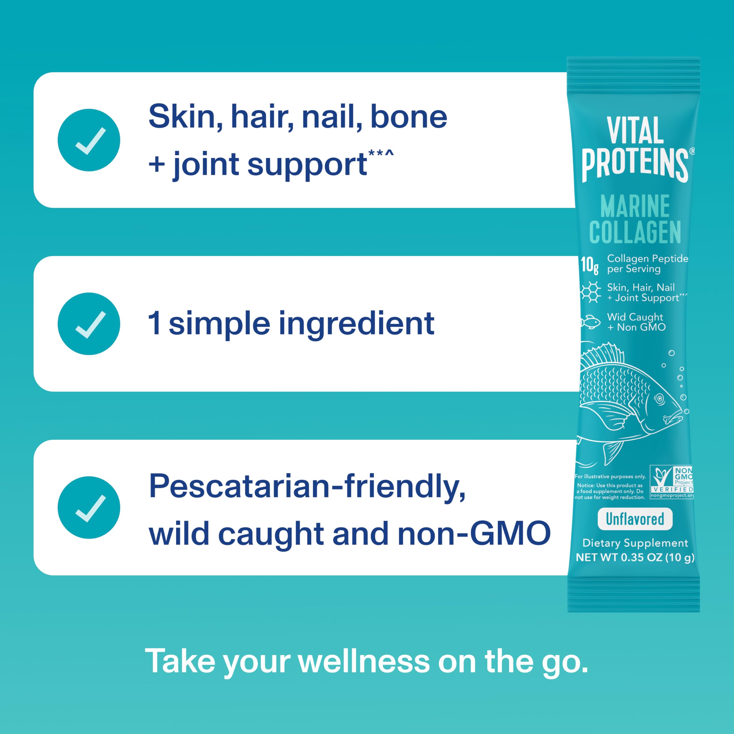 Vital Proteins Collagène Marin sauvage, certifié sans OGM, offre une alternative pratique pour vos rituels.