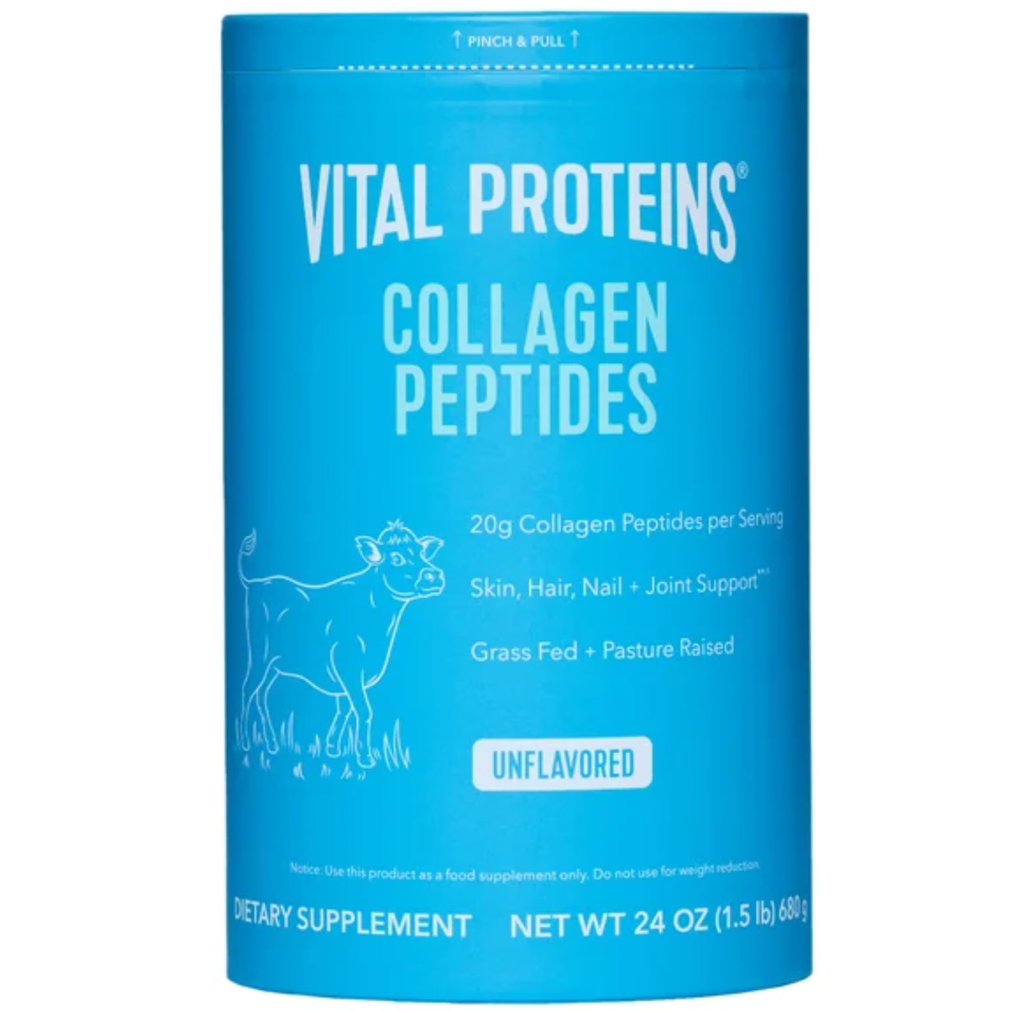 Vital Proteins Collagène Peptides, bouteille naturelle, poudre neutre idéale pour boissons.