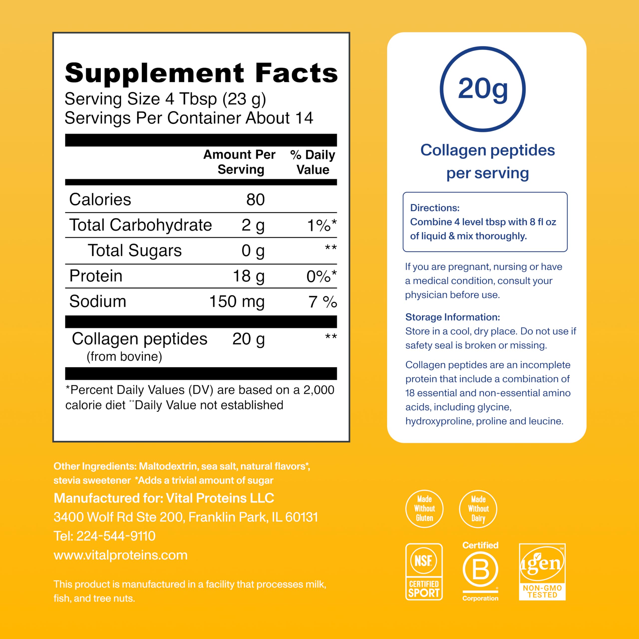 Vital Proteins Collagen Peptides Vanille – parfait dans café ou thé du matin.