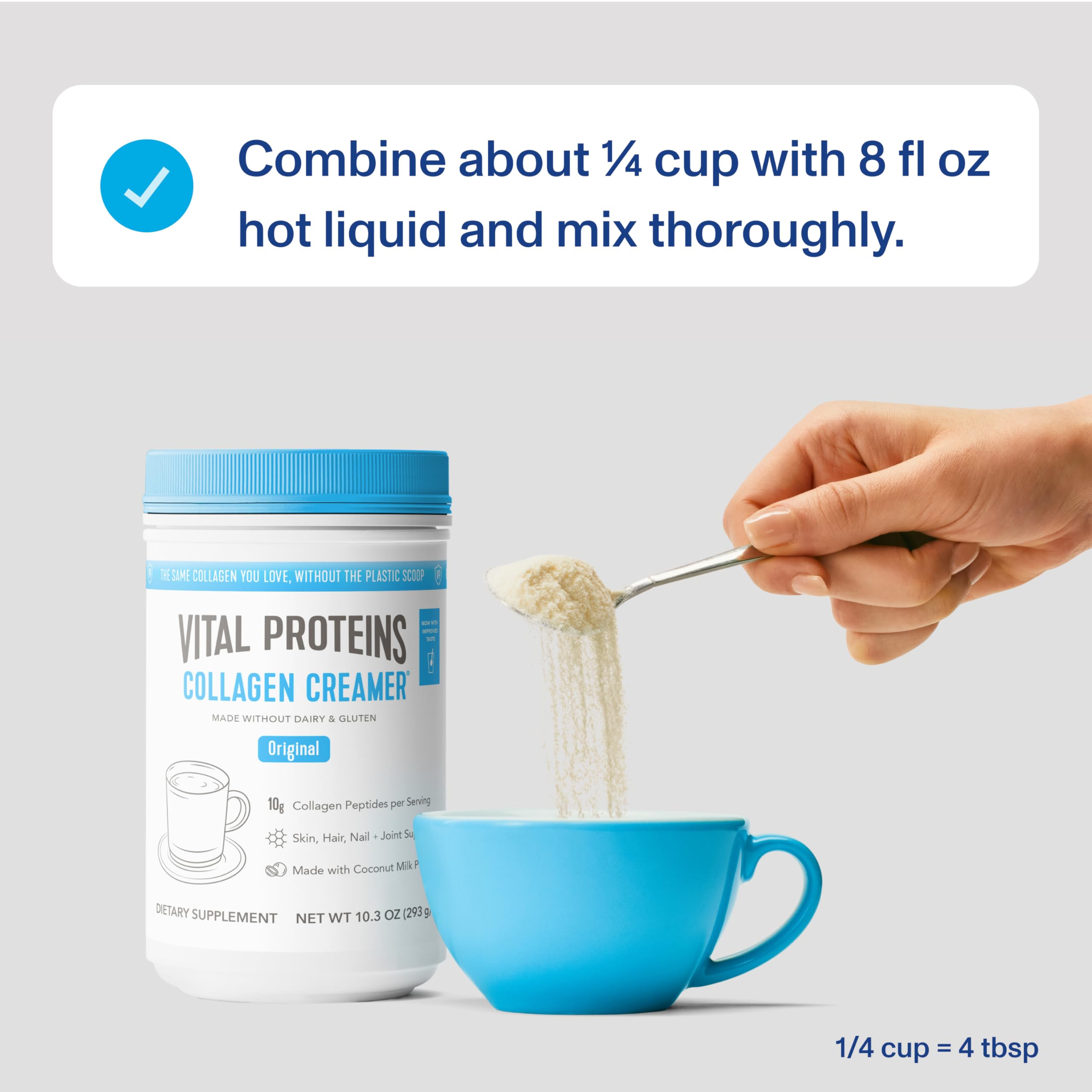 Vital Proteins Crème Café au Collagène Original — tasse chaude avec crème onctueuse