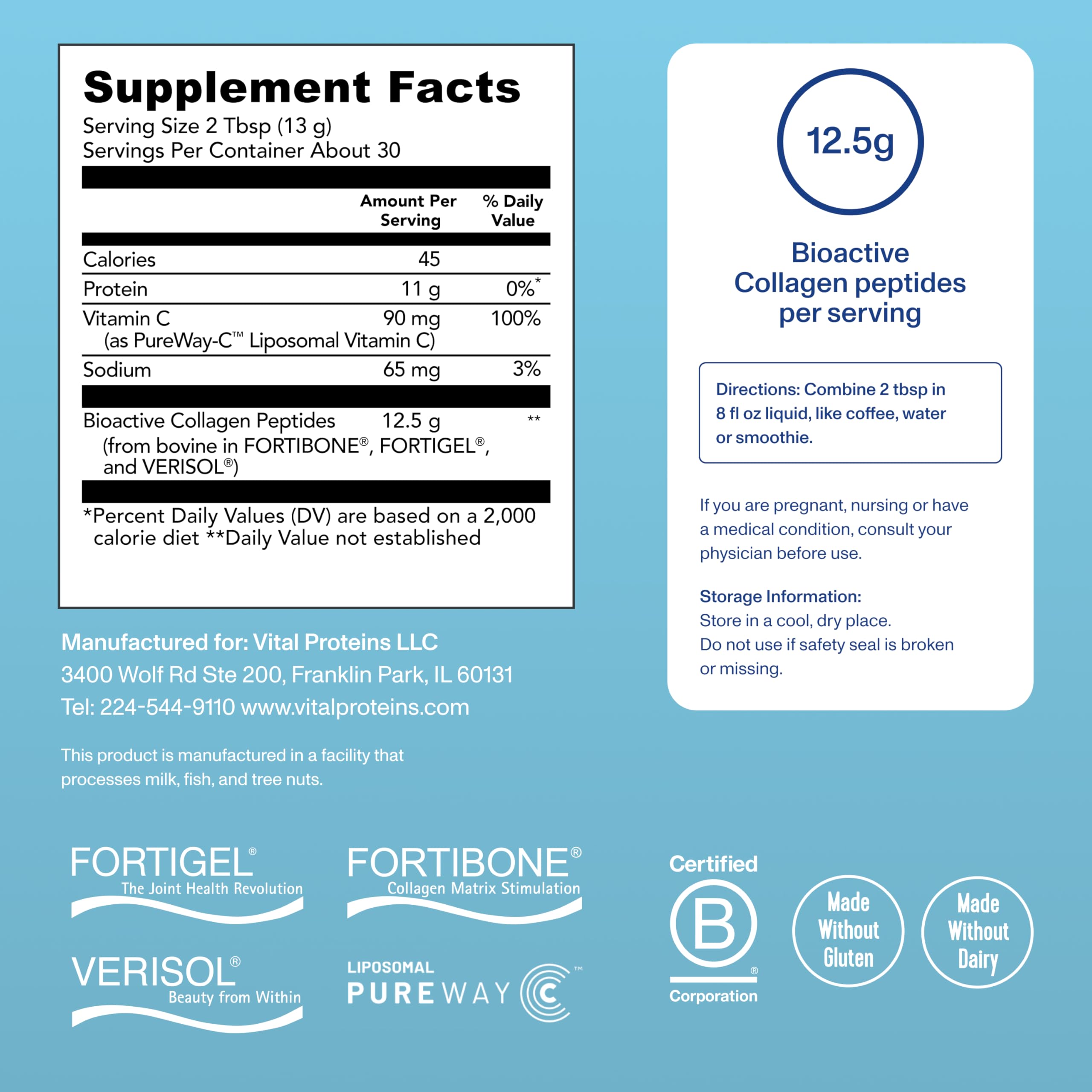 Vital Proteins Professional Daily Foundational Support – café, intégration rapide dans votre rituel matinal.