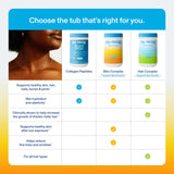 Vital Proteins Skin Complex en poudre versée dans un verre pour un apport quotidien.