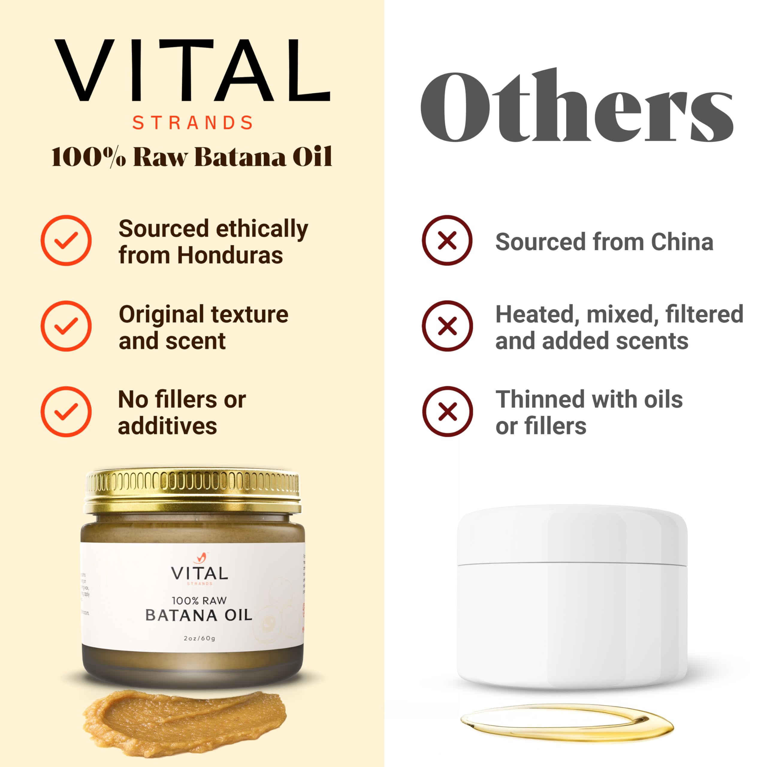 Vital Strands Batana huile brillance-naturelle — cheveux brillants sans résidu gras.