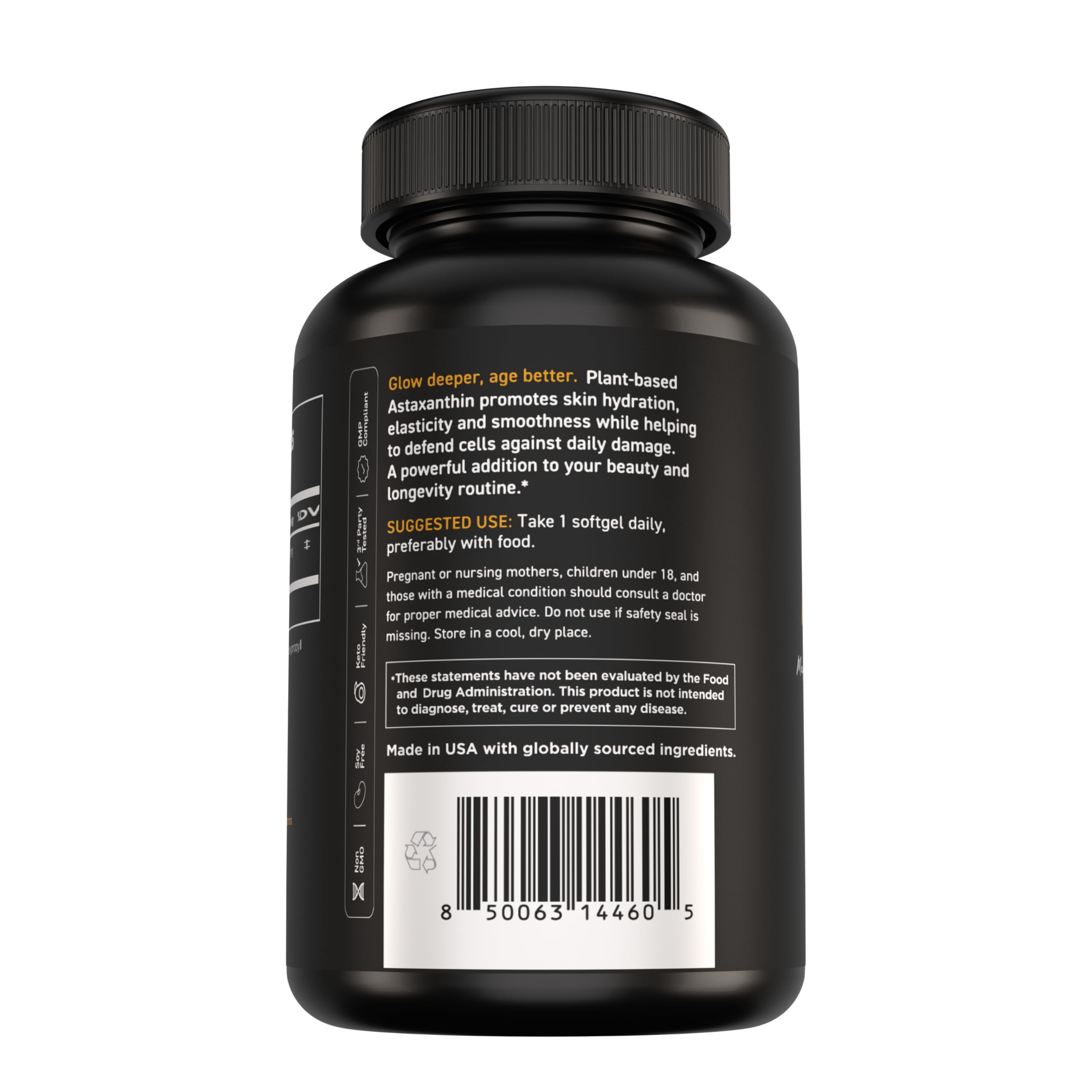 Vital Vitamins Astaxanthin gélules — usage quotidien pour peau et yeux, confort visuel
