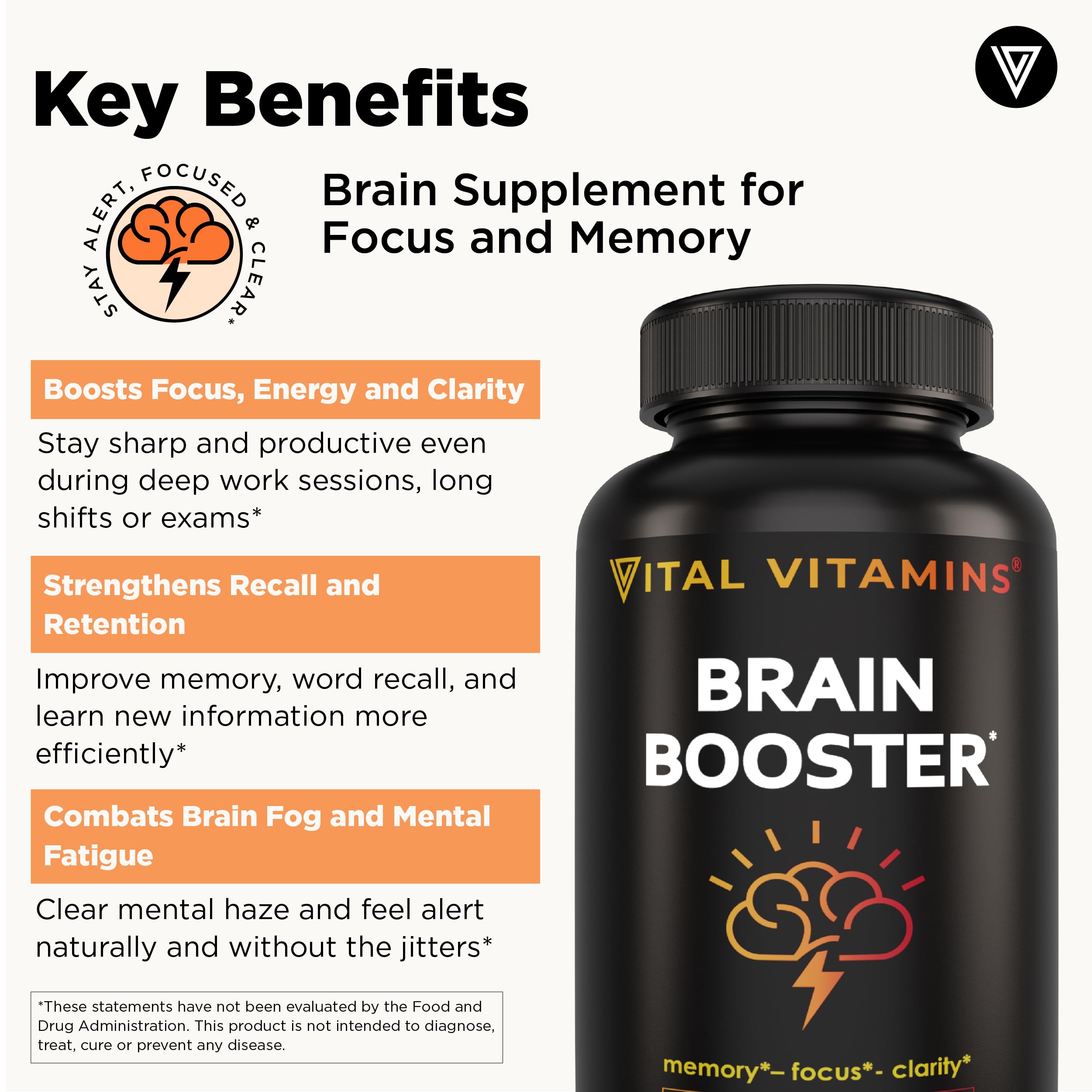 Vital Vitamins Étiquette – emballage clair sans additifs inutiles.