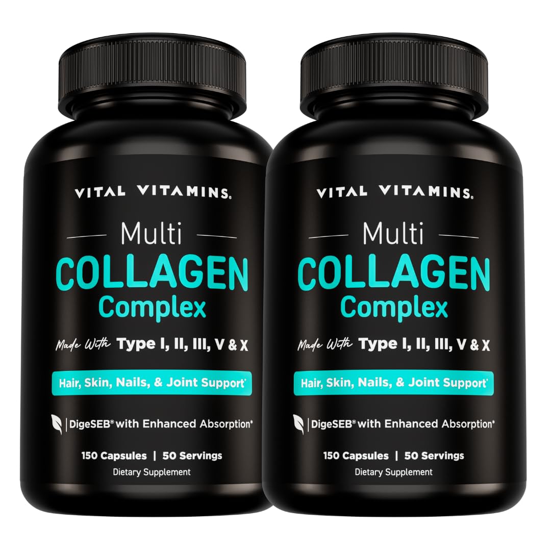 Vital Vitamins Multi-Collagène – bouteille de gélules, utilisation quotidienne facile.