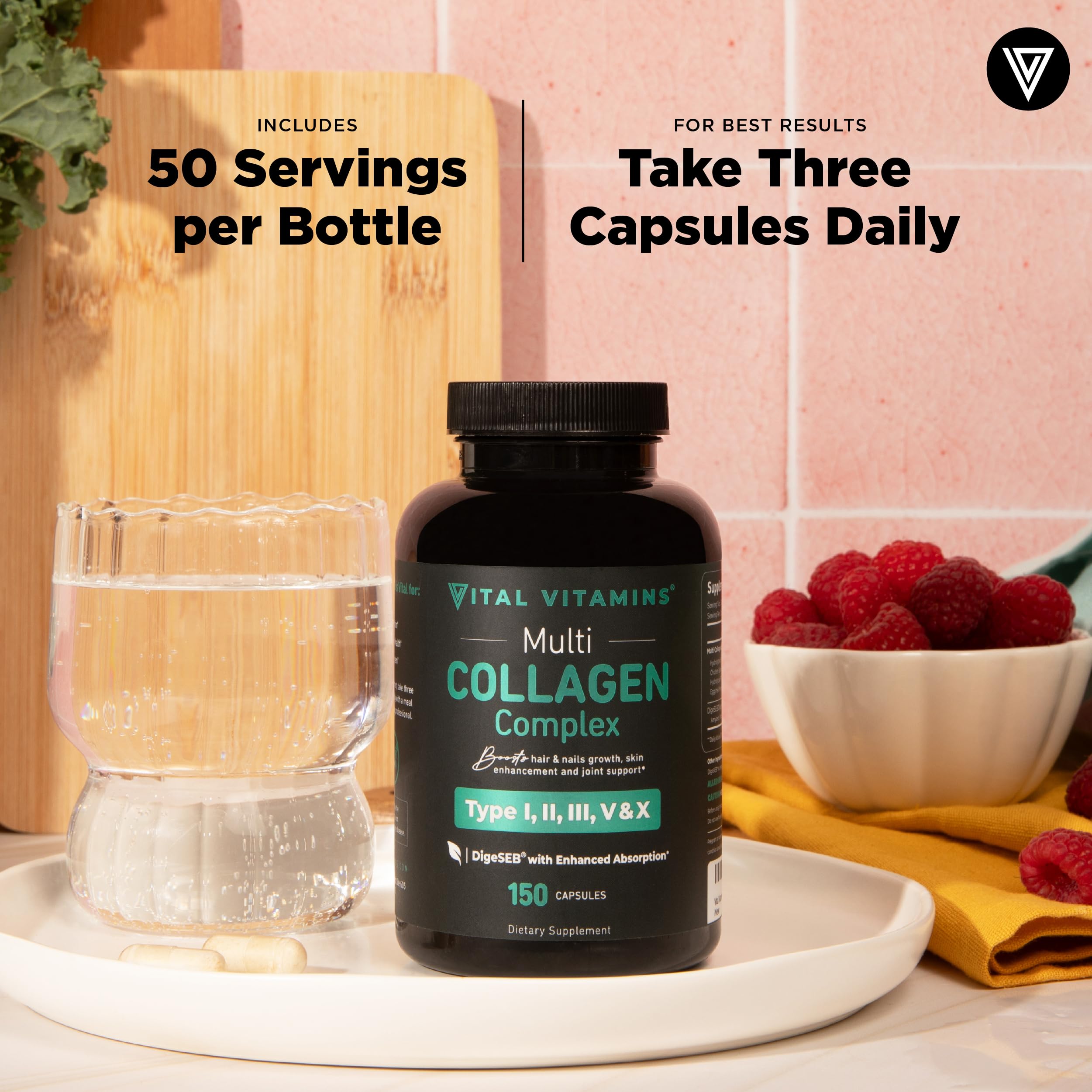 Vital Vitamins Multi-Collagène – sans OGM et sans hormones.