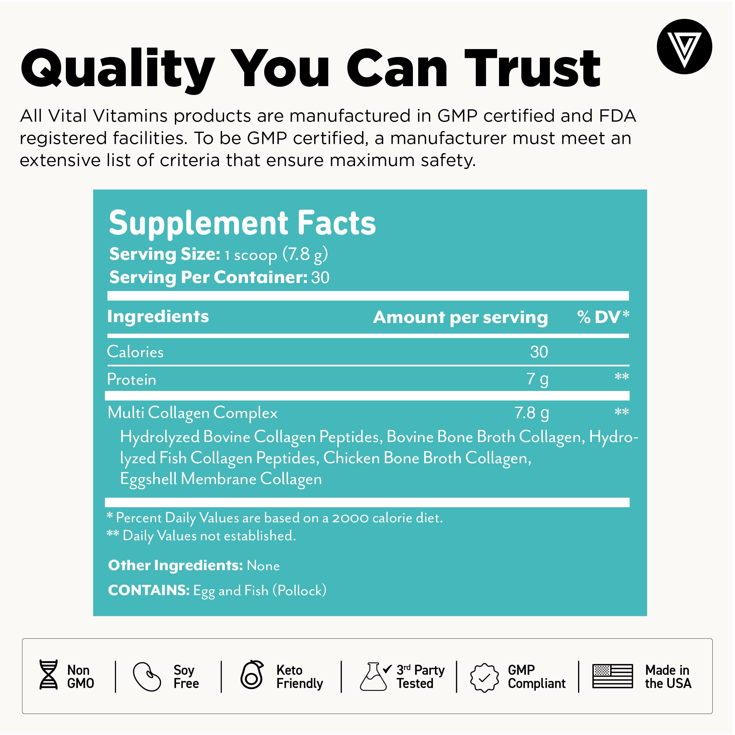 Vital Vitamins Poudre collagène multi, usage quotidien simple pour soutenir votre routine bien-être.