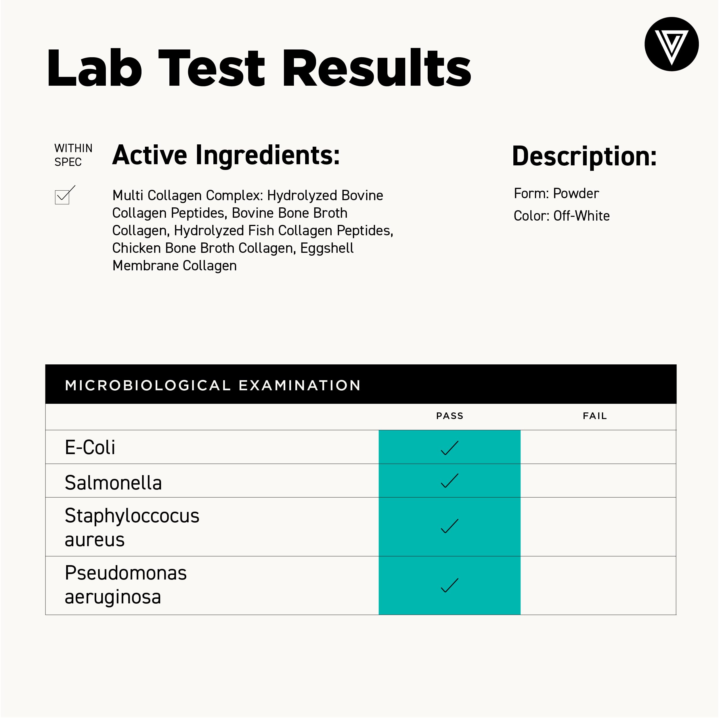 Vital Vitamins Poudre collagène multi, qualité vérifiée en laboratoire et sans OGM.