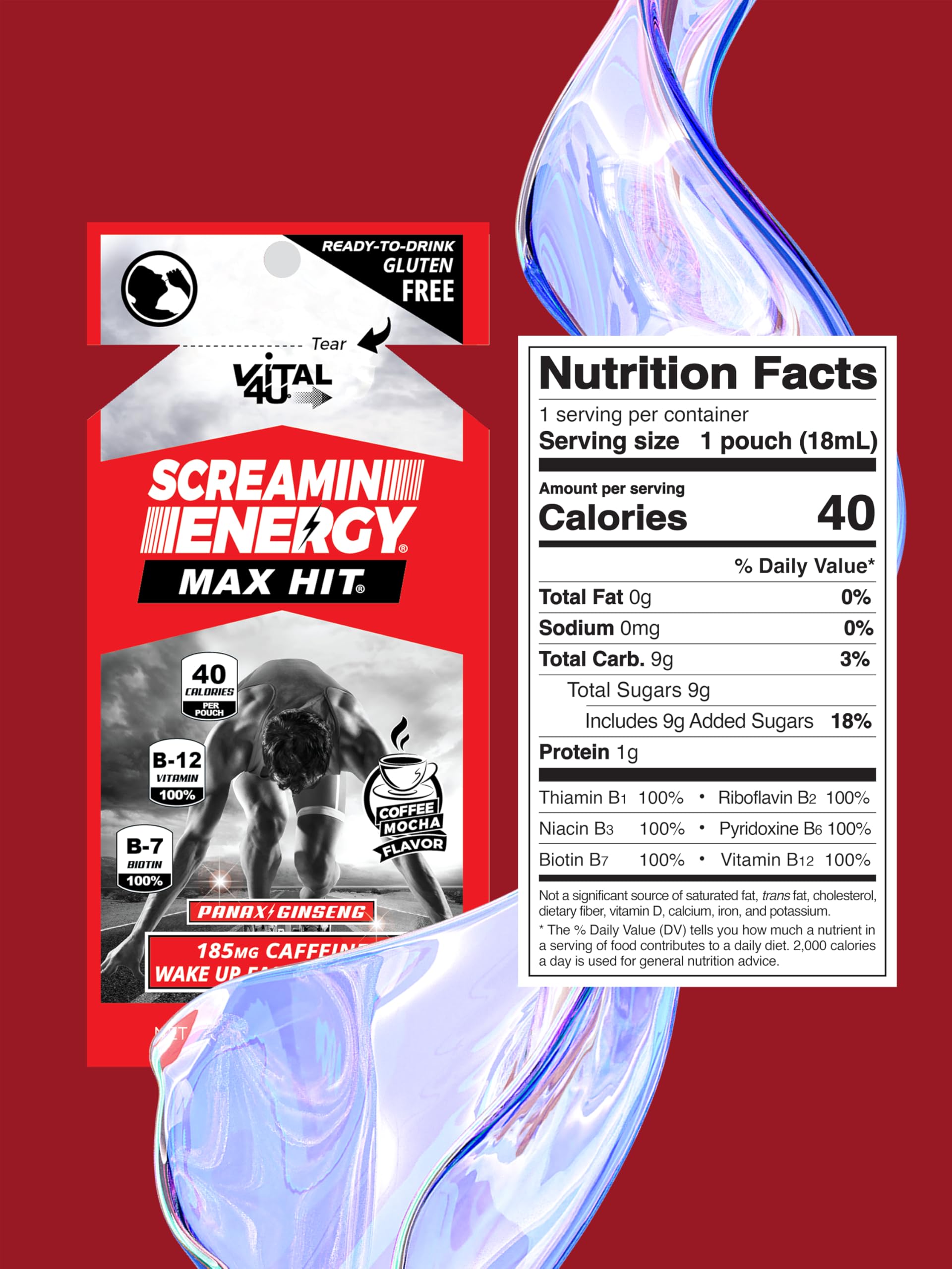 Versement dans un verre de Screamin Energy Max Hit, énergie ciblée.