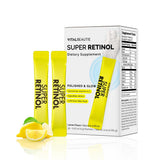 VITALBEAUTIE Super Retinol poudre dans sa boîte, soutien potentiel pour l'éclat de la peau.