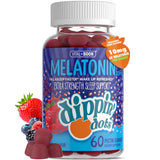 Vital+Boon Dippin' Dots: bouteille melatonine 20mg, offre 60 gommes pour routine nocturne polyvalente.
